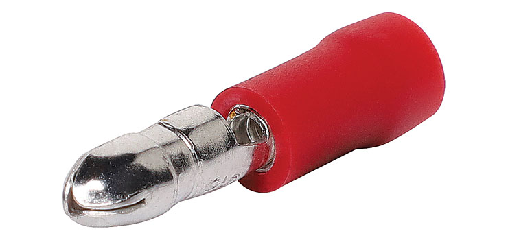 H2151A Red 4mm Male Bullet Crimp Pk 10