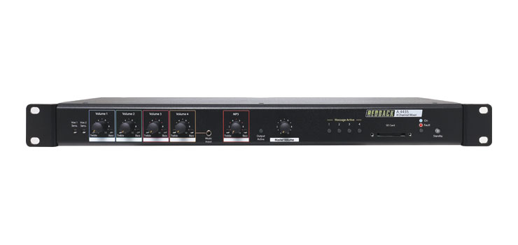 A4435 4 Channel Public Address (PA) Mixer With MP3 Message Player