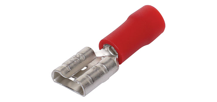 H1812A Red 6.3mm Female Half Insulated Spade Crimp Pk 1000