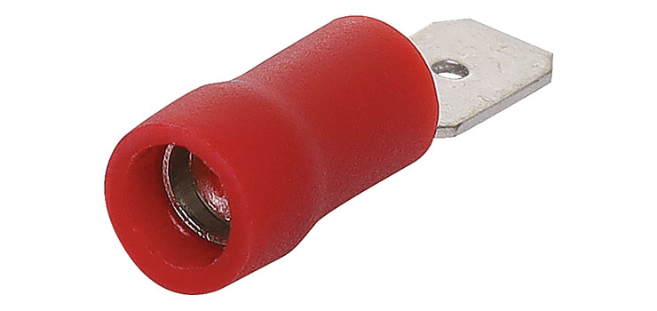 H1852A Red 4.8mm Male Spade Crimp Pk 100