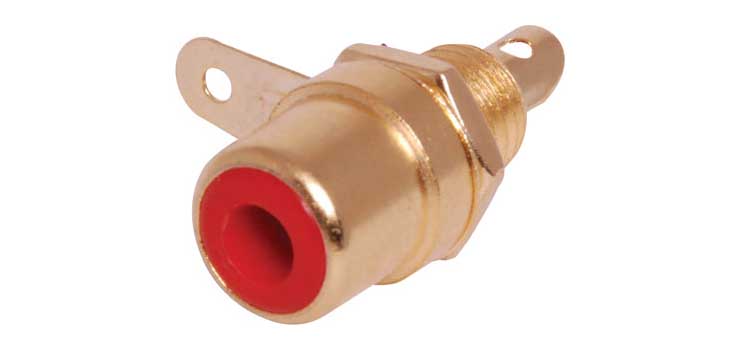P0152 Red RCA Socket Chassis Gold