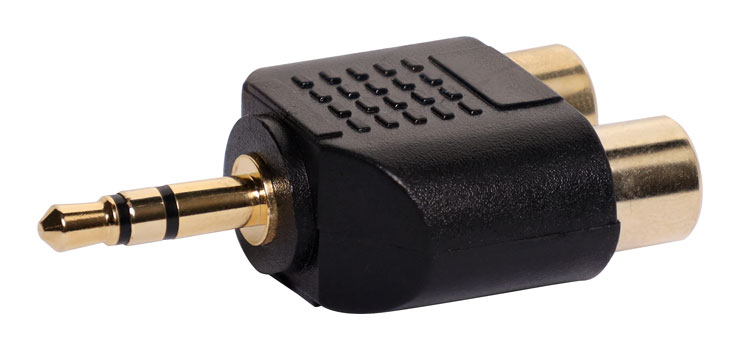 P0372 2 RCA Female to 3.5mm Stereo Plug Adapter