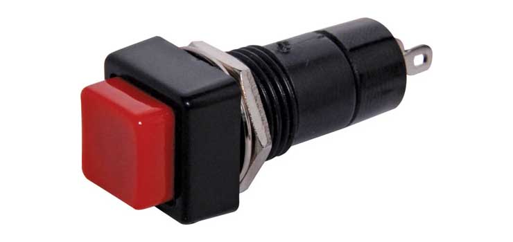 S1080 SPST Square Momentary Red Solder Tail Pushbutton Switch