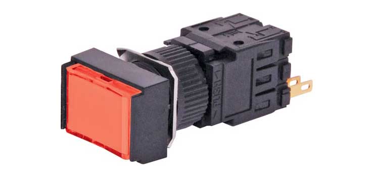 S1700A DPST Mom. Red Illuminated Solder Tail Pushbutton Switch